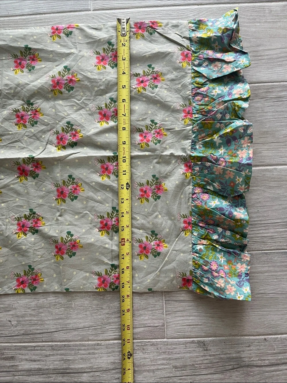 2 Natural Life king Grey Nora floral polkadot Boho pillowcases contrast ruffle